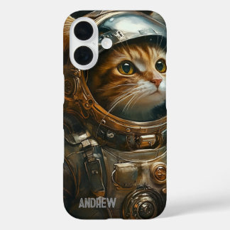Coque Pour iPhone 16 astronaute de chat Steampunk personnalisé
