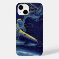 Astronautes de la science-fiction vintage dans l'e