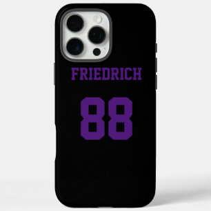 Coque iPhone 16 Pro Max Athlète noir et violet Cool