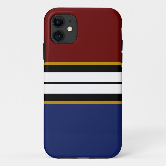 Coques Case-Mate iPhone Athletic Deep Red Black White Navy Stripes (Dos)