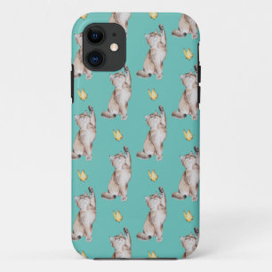 Case-Mate iPhone Case Atteinte de chats pour papillon jaune sur Turquois