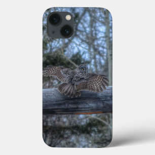 Case-Mate iPhone Case Atterrissage de la grande chouette grise et du pôl