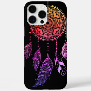 Coque iPhone 16 Pro Max Attrape-rêve coloré violet plume Élégant