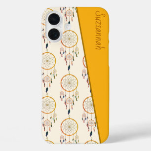 Coque Pour iPhone 16 Plus Attrape-rêves Motif Plume Bohème Nom Personnalisé 
