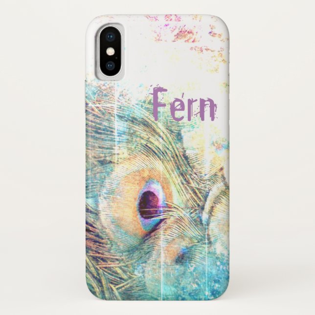 Coques Case-Mate iPhone Aussi joli qu'une plume de paon pastel blanc sarce (Dos)