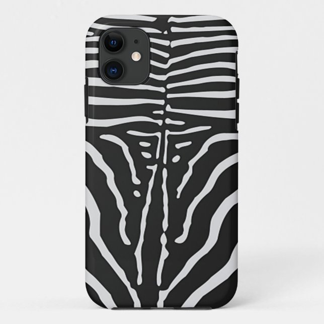 Coques Case-Mate iPhone Authentic Zebra Skin Print - noir blanc strié (Dos)