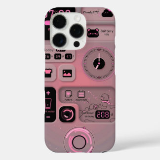 Coque iPhone 16 Pro Autocollant de téléphone esthétique rose mignon