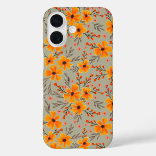 Coque Pour iPhone 16 Automne Automne Floral Motif Sage Vert