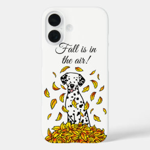 Coque Pour iPhone 16 Automne laisse Dalmatie (noir 1) Chien Jouer migno