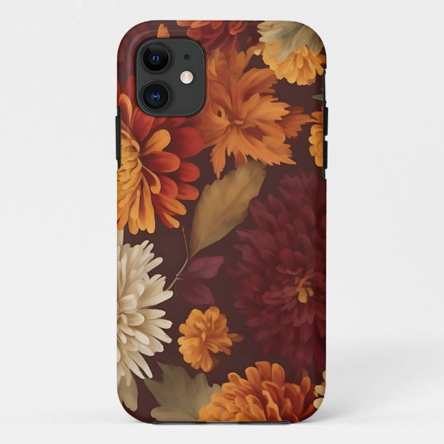 Coques Case-Mate iPhone Automne Marigolds Chrysanthemums et Asters Motif (Dos)