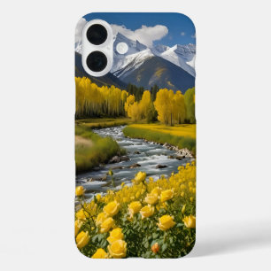 Coque Pour iPhone 16 Plus Automne Montagnes neiges Arbres Jaunes Rivières Ro
