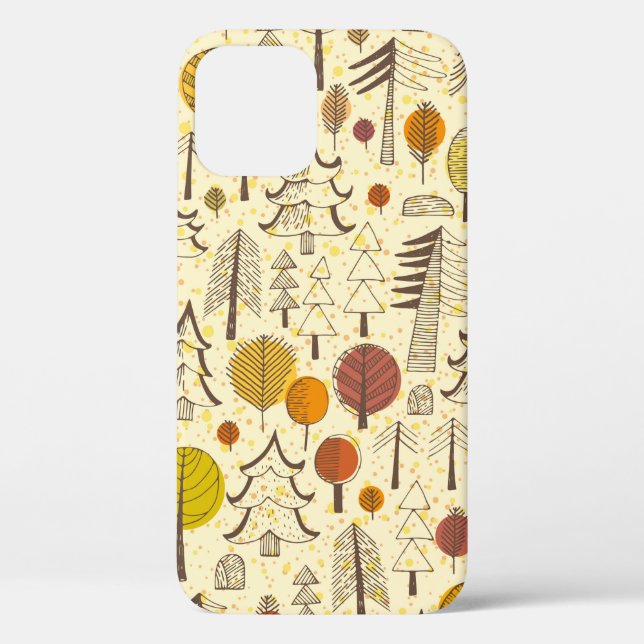 Coques Case-Mate iPhone Automne. Motif sans couture avec forêt, dos d'auto (Verso)