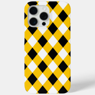 Coque Case-Mate iPhone Automne Noir Jaune et blanc Plaid Motif