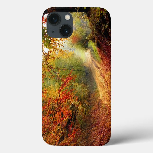 Coques Case-Mate iPhone Autumn Leaves and Trees Covering Dirt Road (Verso)