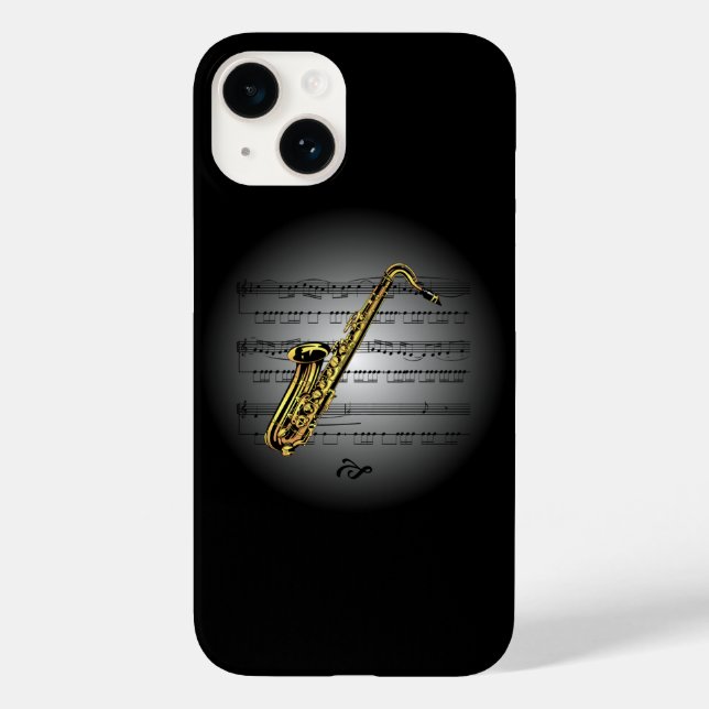 Coques Case-Mate iPhone Avant-Garde ~ Saxophone sur Globe avec Partition (Verso)