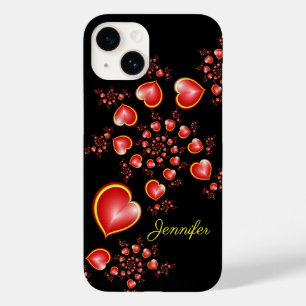 Coque Case-Mate iPhone Avec beaucoup d'amour Rouge Jaune Coeurs Fractal A