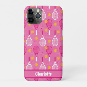 Case-Mate iPhone Case Avec le nom motif de raquette de tennis rose et bl