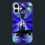 Coque Pour iPhone 16 Avent, Artdeco de Noël sur bleu vert arc-en-ciel<br><div class="desc">Bell,  Bougie,  ornements de Noël sur bleu vert azur arc-en-ciel en peau d'éléphant cuir-optique numérique Imaginaire Abstrait oeuvre de Krisi ArtKSZP</div>