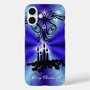 Coque Pour iPhone 16 Plus Avent, Artdeco de Noël sur bleu vert arc-en-ciel