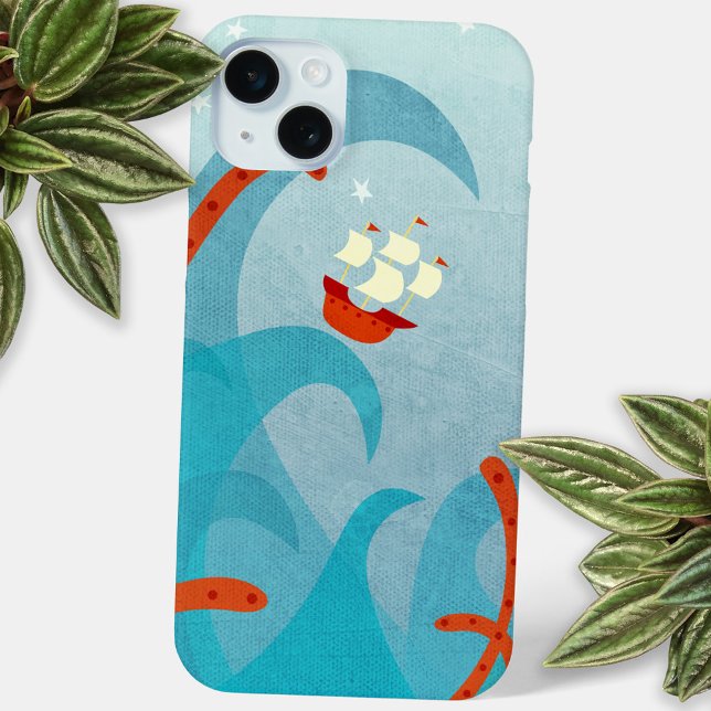 Coques Case-Mate iPhone Aventure nautique (Sailing boat sea monster fun cell phone case)