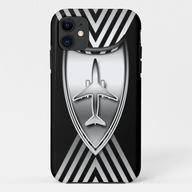 Coques Case-Mate iPhone Avion argenté et noir géométrique (Dos)