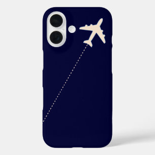 Coque Pour iPhone 16 Avion de voyage avec ligne pointillée