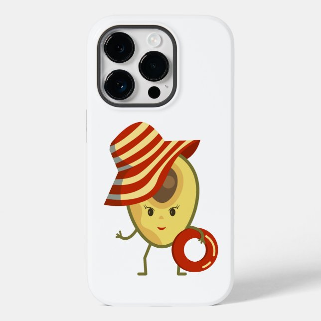 Coques Case-Mate iPhone Avocado beach girl avec casquette de soleil et ann (Verso)