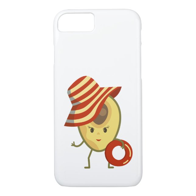 Coques Case-Mate iPhone Avocado beach girl avec casquette de soleil et ann (Dos)
