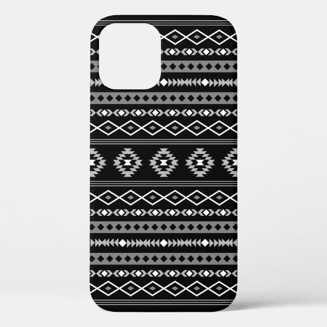 Coques Case-Mate iPhone Aztec blanc gris noir Motifs mélangés Motif (Verso)