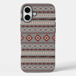 Coque Pour iPhone 16 Plus Aztec Crème rouille Brown gris Motifs mélangés Mot