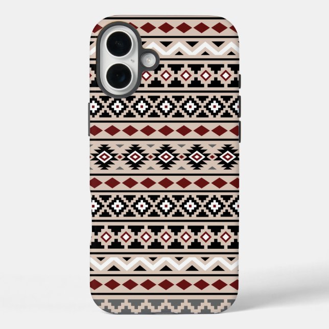 Coques Case-Mate iPhone Aztec Essence II Ptn noir blanc gris rouge (Verso)
