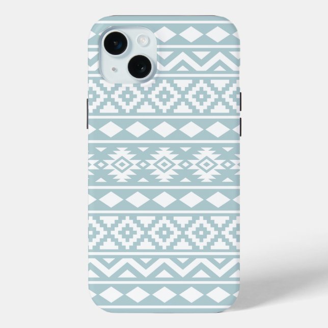 Coques Case-Mate iPhone Aztec Essence Ptn III Blanc sur Canard Oeuf Bleu (Verso)