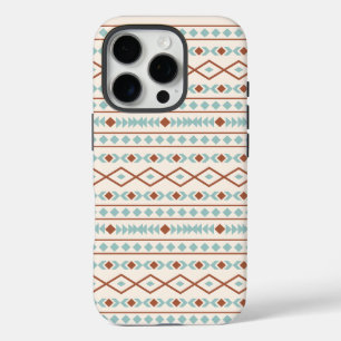 Coque iPhone 16 Pro Aztec Formes Motif rouille crème Turquoise
