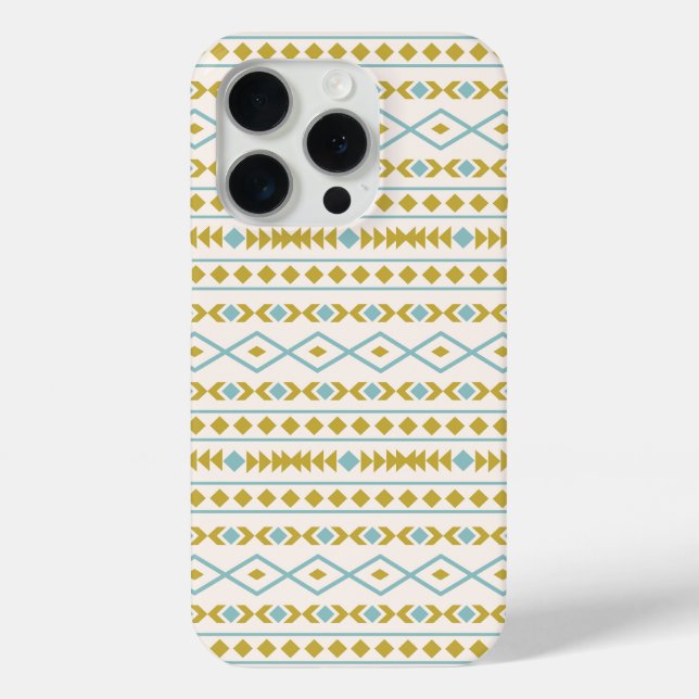 Coques Case-Mate iPhone Aztec Formes Motif Turquoise Gold Cream (Verso)