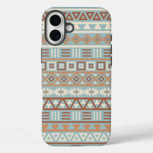 Coque Pour iPhone 16 Plus Aztec Influence Motif Crème Bleue Terracottas