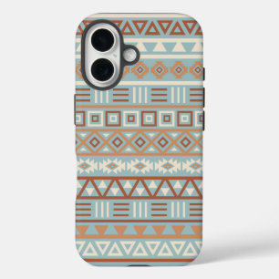 Coque Pour iPhone 16 Aztec Influence Motif Crème Bleue Terracottas