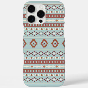 Coque iPhone 16 Pro Max Aztec Mixte Motif Motif Rusts Crème Bleu
