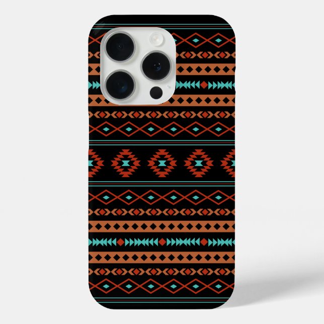 Coques Case-Mate iPhone Aztec Rusts Turquoise Noir Motifs mélangés Motif (Verso)