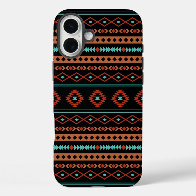Coques Case-Mate iPhone Aztec Rusts Turquoise Noir Motifs mélangés Motif (Verso)