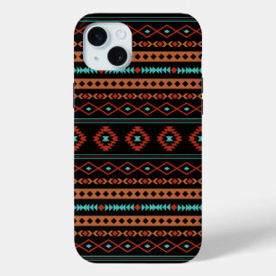 Coque Case-Mate iPhone Aztec Rusts Turquoise Noir Motifs mélangés Motif