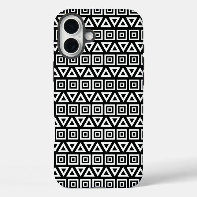 Coques Case-Mate iPhone Aztec Triangles+Motif Carré blanc sur noir (Verso)