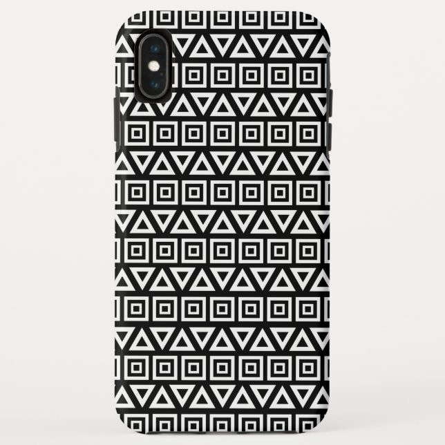 Coques Case-Mate iPhone Aztec Triangles+Motif Carré blanc sur noir (Dos)
