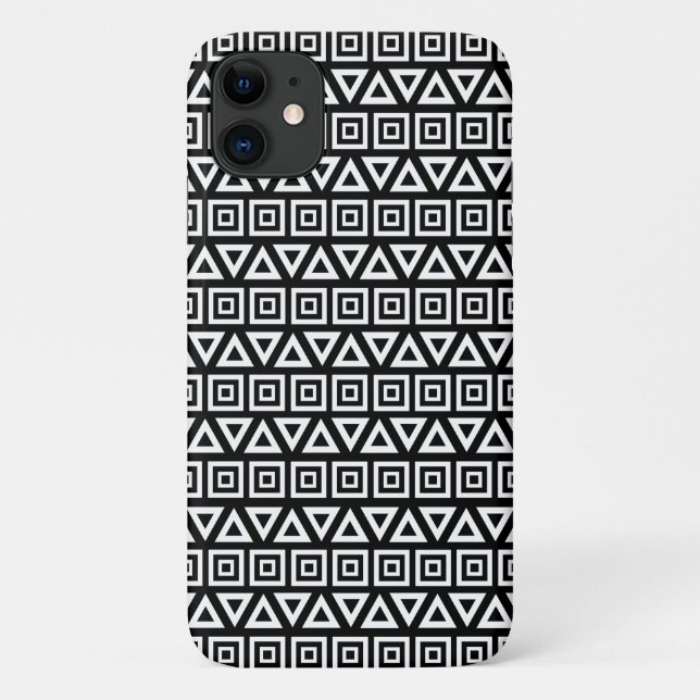 Coques Case-Mate iPhone Aztec Triangles+Motif Carré blanc sur noir (Dos)