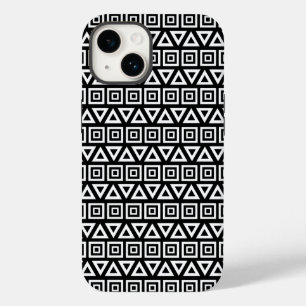 Coque Case-Mate iPhone Aztec Triangles+Motif Carré blanc sur noir