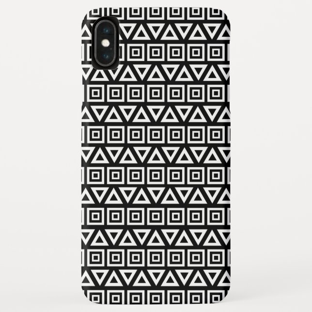 Coques Case-Mate iPhone Aztec Triangles+Motif Carré blanc sur noir (Dos)