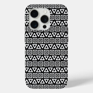 Coque Case-Mate iPhone Aztec Triangles+Motif Carré blanc sur noir