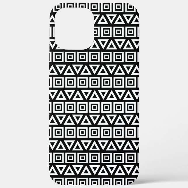 Coques Case-Mate iPhone Aztec Triangles+Motif Carré blanc sur noir (Verso)