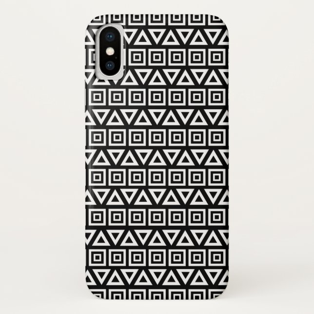 Coques Case-Mate iPhone Aztec Triangles+Motif Carré blanc sur noir (Dos)