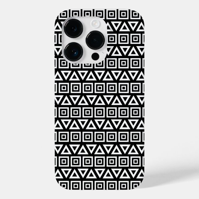 Coques Case-Mate iPhone Aztec Triangles+Motif Carré blanc sur noir (Verso)
