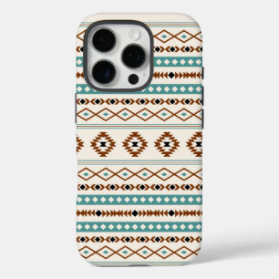 Coque iPhone 16 Pro Aztec Turquoise Terracotta Crème Noire Mixte Motif